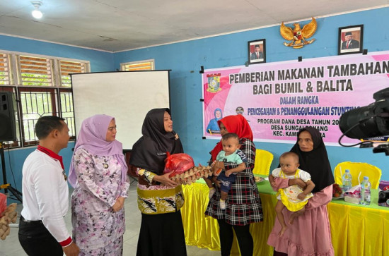Camat Dampingi Pj Ketua Tim Penggerak PKK Kab. Kampar Serahkan Makanan Tambahan Ibu Hamil dan Balita
